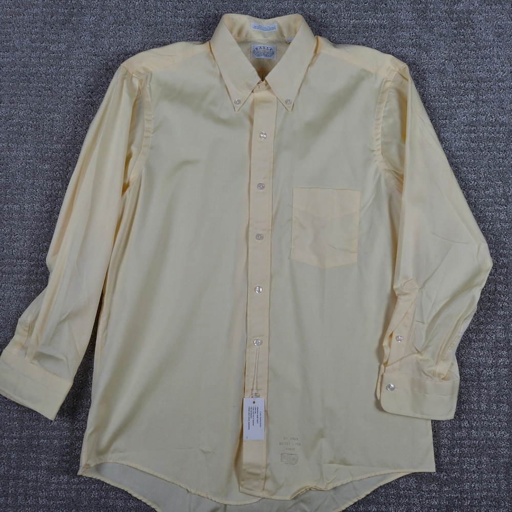 Eagle Shirtmakers Shirt Mens 16.5-32 Yellow Vintage Deadstock Union Made in USA